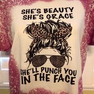 She’s Beauty She’s Grace Bleach Dye Handmade Graphic Tee